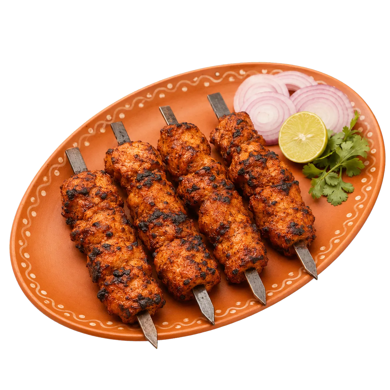 Chargrilled chicken boti skewers