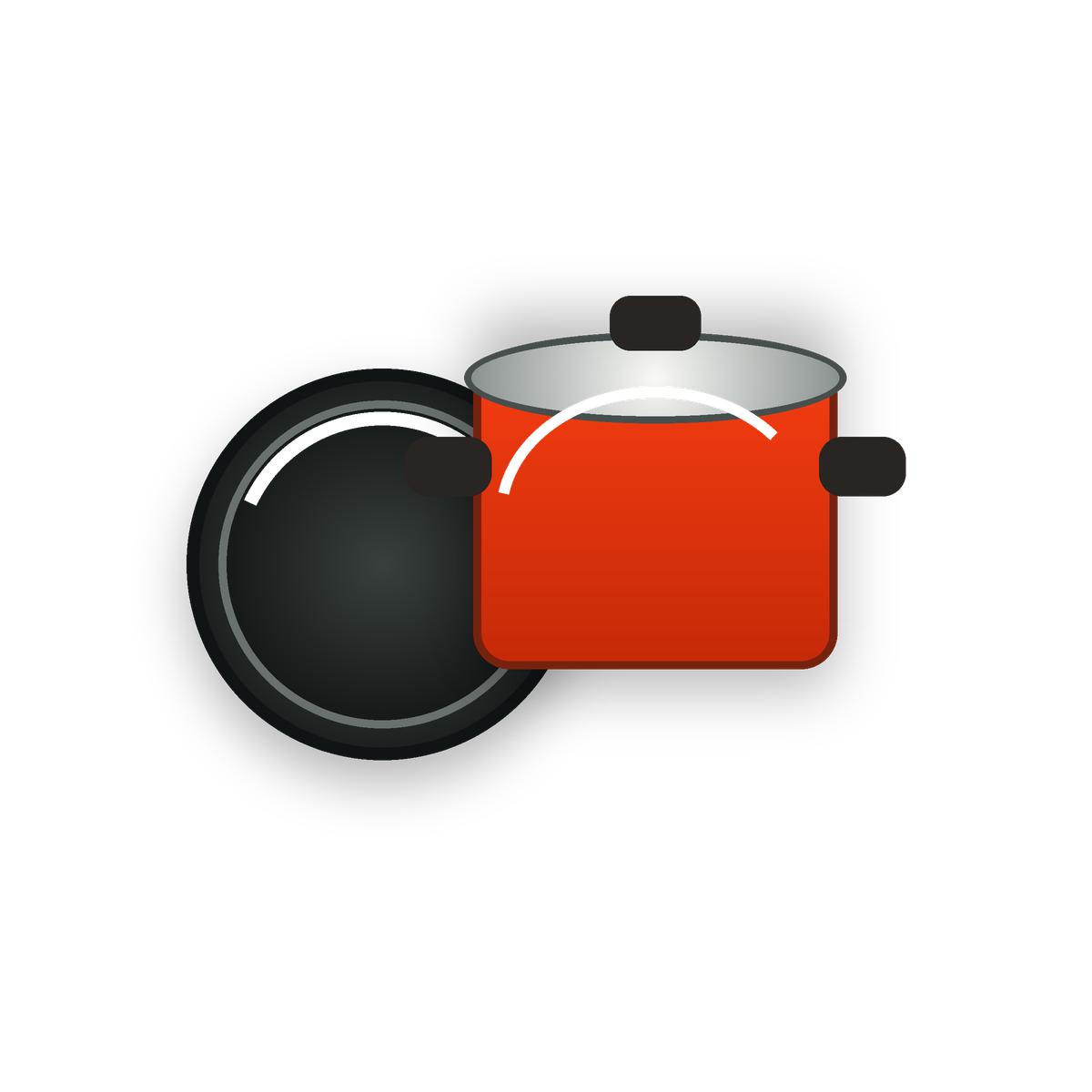 Professional cookware including a frying pan and stock pot